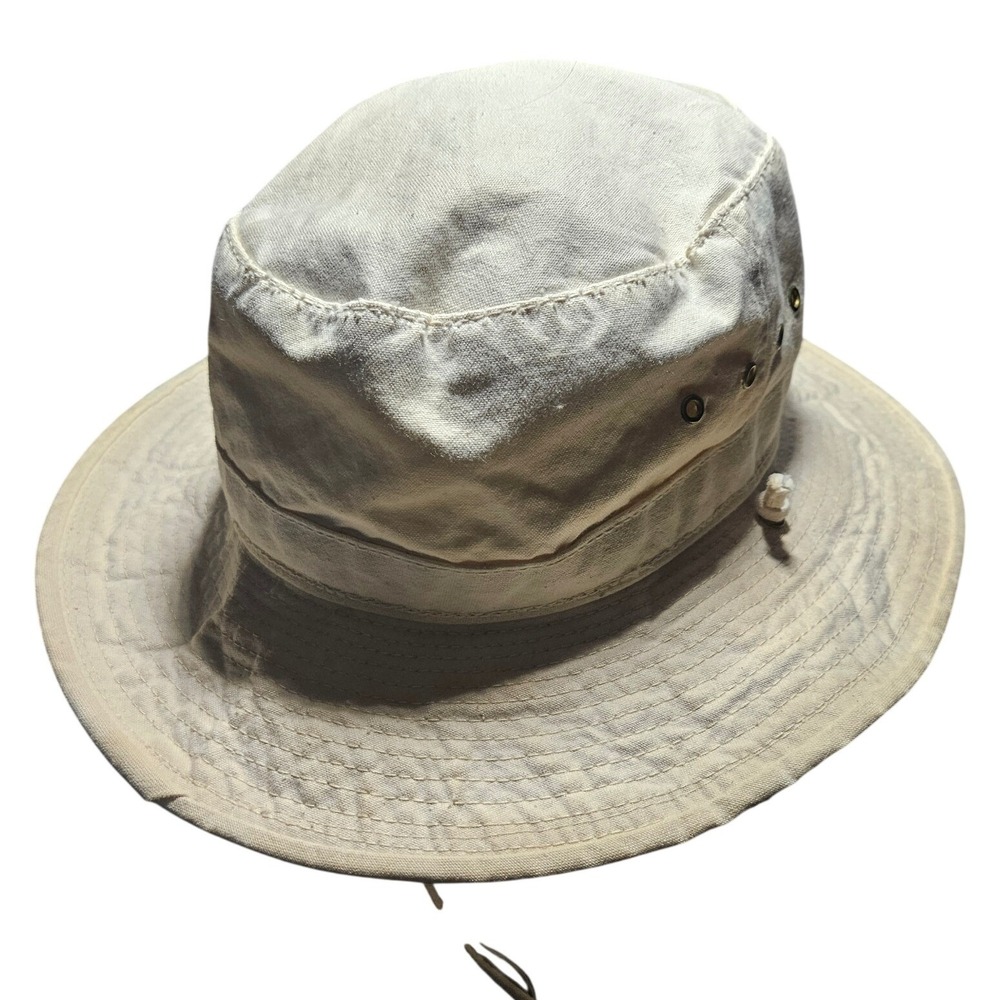 Vtg 80s LL Bean Bucket Hat Unisex Medium Khaki Boonie Fishing Hiking Canvas USA